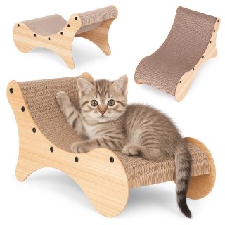 Drapak Dla Kota Petsi Leżak Tekturowy Z Ramą MDF 2w1 - 55x28x29 Cm