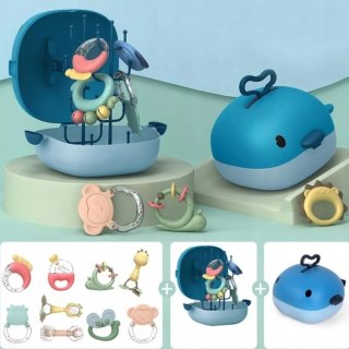 Zestaw Grzechotek Gryzaków Walizka Wieloryb 10 Elementów Suszarki Dla Niemowląt