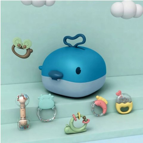 Zestaw Grzechotek Gryzaków Walizka Wieloryb 10 Elementów Suszarki Dla Niemowląt