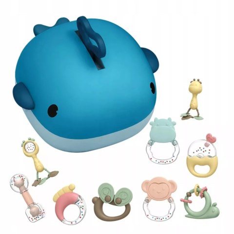 Zestaw Grzechotek Gryzaków Walizka Wieloryb 10 Elementów Suszarki Dla Niemowląt