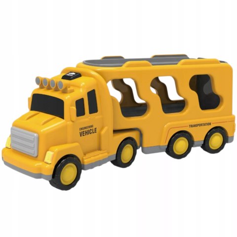 Zestaw Budowlany Laweta + 4 Pojazdy – Efekty Świetlne, Dźwiękowe, Napęd Pull-Back