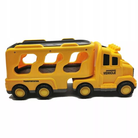 Zestaw Budowlany Laweta + 4 Pojazdy – Efekty Świetlne, Dźwiękowe, Napęd Pull-Back