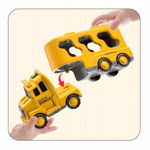 Zestaw Budowlany Laweta + 4 Pojazdy – Efekty Świetlne, Dźwiękowe, Napęd Pull-Back