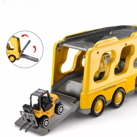 Zestaw Budowlany Laweta + 4 Pojazdy – Efekty Świetlne, Dźwiękowe, Napęd Pull-Back