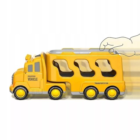 Zestaw Budowlany Laweta + 4 Pojazdy – Efekty Świetlne, Dźwiękowe, Napęd Pull-Back