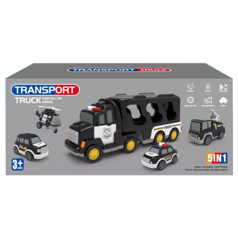 Laweta Policyjna Z Pojazdami – Efekty Świetlne i Dźwiękowe, Pull-Back