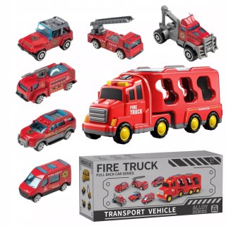 Zestaw Straży Pożarnej Z Lawetą – 6 Pojazdów, Efekty Świetlne i Dźwiękowe