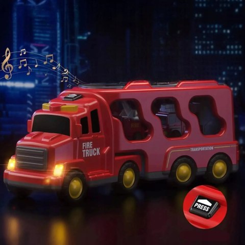 Zestaw Straży Pożarnej Z Lawetą – 6 Pojazdów, Efekty Świetlne i Dźwiękowe