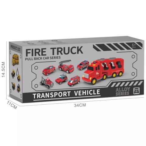 Zestaw Straży Pożarnej Z Lawetą – 6 Pojazdów, Efekty Świetlne i Dźwiękowe