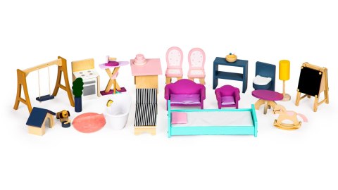 Domek dla Lalek Drewniany ECOTOYS MAYA 138 cm 28 Mebelków