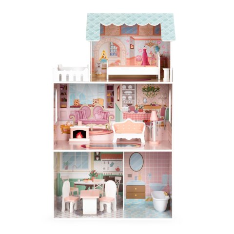 Drewniany Domek Dla Lalek ECOTOYS Z Mebelkami – Kompatybilny Z Lalkami Barbie