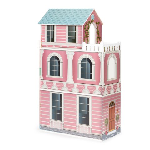 Drewniany Domek Dla Lalek ECOTOYS Z Mebelkami – Kompatybilny Z Lalkami Barbie