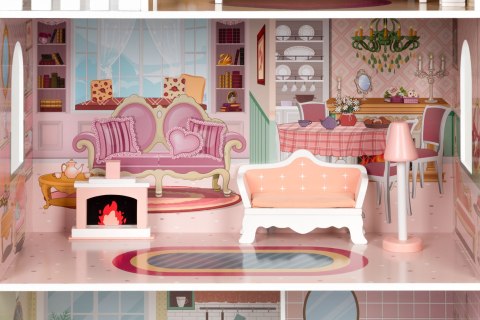 Drewniany Domek Dla Lalek ECOTOYS Z Mebelkami – Kompatybilny Z Lalkami Barbie