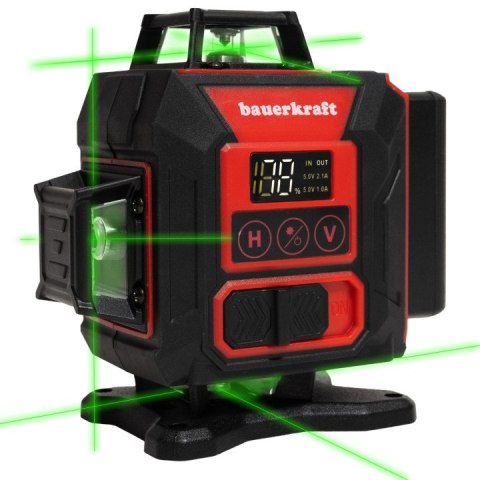 Poziomica Laserowa 4D 360° Bauerkraft – Zielony Laser, Pilot, IP54, 16 Linii Poziomica Laserowa 4D 360° Bauerkraft – Zielony Laser, Pilot, IP54, 16 Linii