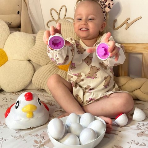 Kolorowa Kura Sorter WOOPIE – Edukacyjna Zabawka Montessori, 12 Jajek