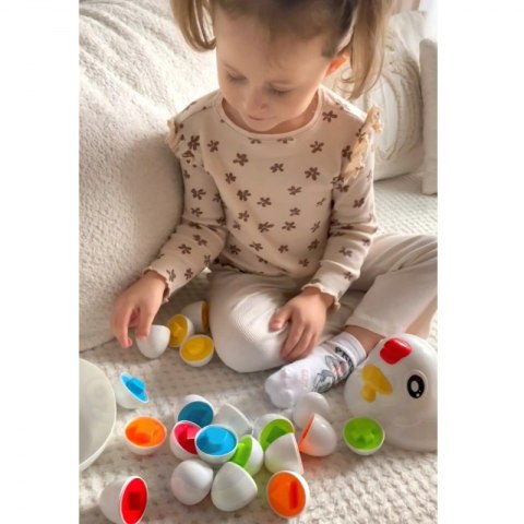 Kolorowa Kura Sorter WOOPIE – Edukacyjna Zabawka Montessori, 12 Jajek