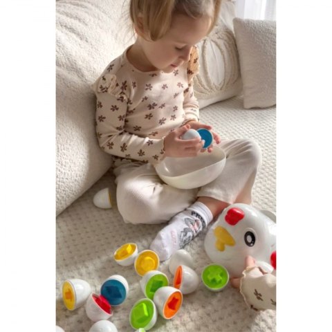 Kolorowa Kura Sorter WOOPIE – Edukacyjna Zabawka Montessori, 12 Jajek