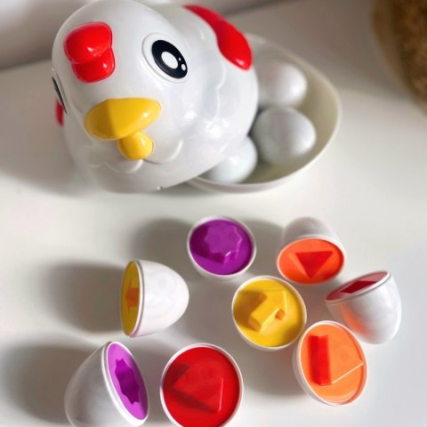 Kolorowa Kura Sorter WOOPIE – Edukacyjna Zabawka Montessori, 12 Jajek