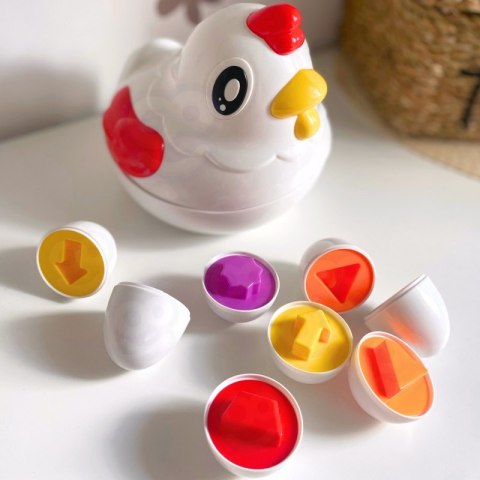 Kolorowa Kura Sorter WOOPIE – Edukacyjna Zabawka Montessori, 12 Jajek