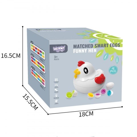 Kolorowa Kura Sorter WOOPIE – Edukacyjna Zabawka Montessori, 12 Jajek