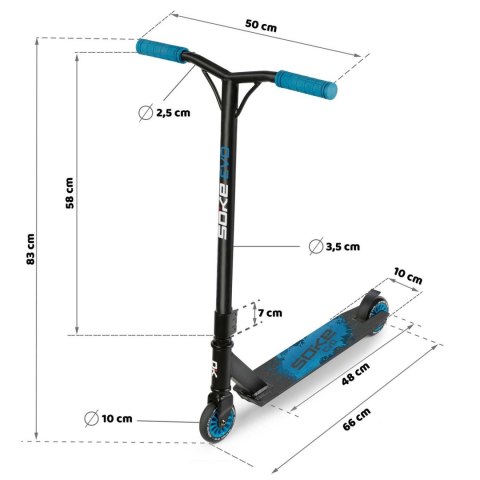 Hulajnoga Wyczynowa SOKE EVO ABEC-9 100 mm Stunt do Trików - Niebieska