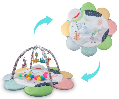 Mata Edukacyjna TinyMini 2w1 Kwiat Zoo Z Piłeczkami 0+