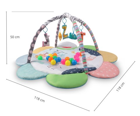 Mata Edukacyjna TinyMini 2w1 Kwiat Zoo Z Piłeczkami 0+