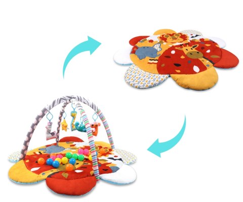 Mata Edukacyjna TinyMini 2w1 Kwiat Safari Z Piłeczkami 0+