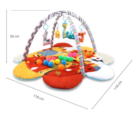 Mata Edukacyjna TinyMini 2w1 Kwiat Safari Z Piłeczkami 0+