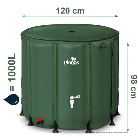 Zbiornik Na Deszczówkę PLONOS 1000 L – Składany, Z Kraniem