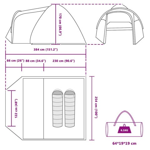 Namiot Campingowy Kopułowy 6-Osobowy – Wiatroodporny, 384x254x170 cm Namiot Campingowy Kopułowy 6-Osobowy – Wiatroodporny, 384x254x170 cm