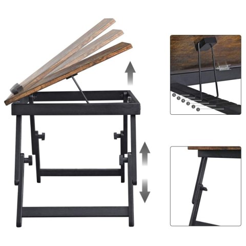 Składana Podstawka Pod Laptopa 60x35 Cm Z Regulowanym Blatem Rustykalny Design