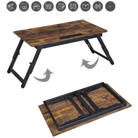 Składana Podstawka Pod Laptopa 60x35 Cm Z Regulowanym Blatem Rustykalny Design