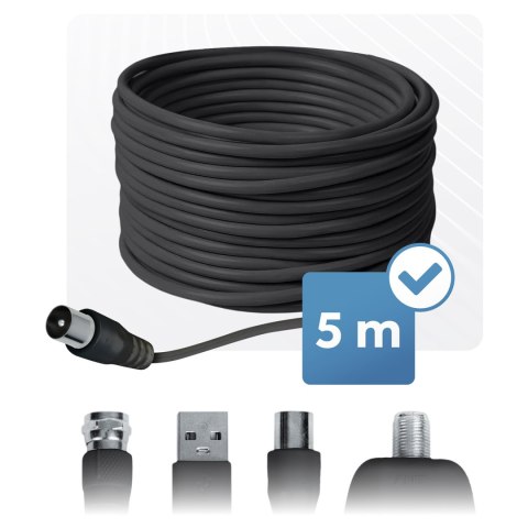 Antena Aktywna DVB-T2 Berdsen – Ultra HD 4K, Wewnętrzna, Filtr LTE, 80 km