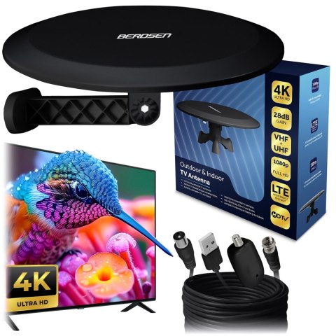 Antena Wewnętrzno-Zewnętrzna DVB-T2 4K Z Filtrem LTE Berdsen
