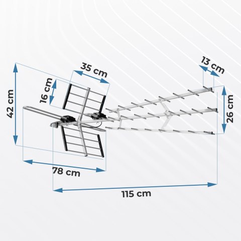 Antena Zewnętrzna Berdsen Kierunkowa DVB-T2 Ultra HD 4K – LTE, Zasięg 80 Km