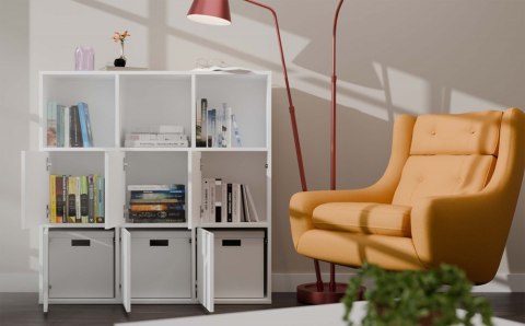 Regał MALAX 3x3 biały 110 cm 9 półek 3 drzwi komorowy HDF salon