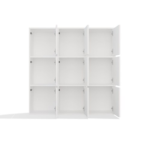 Regał MALAX 3x3 biały 110 cm 9 półek 3 drzwi komorowy HDF salon