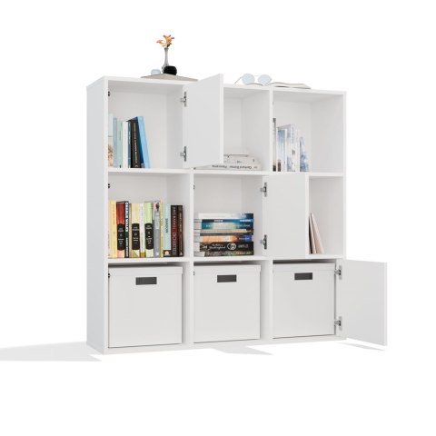 Regał MALAX 3x3 biały 110 cm 9 półek 3 drzwi komorowy HDF salon