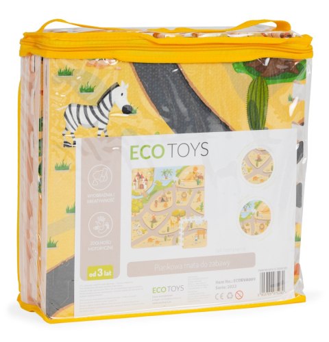 Piankowa Mata Edukacyjna Puzzle ECOTOYS – Safari, 9 Elementów, 89,5x89,5 cm