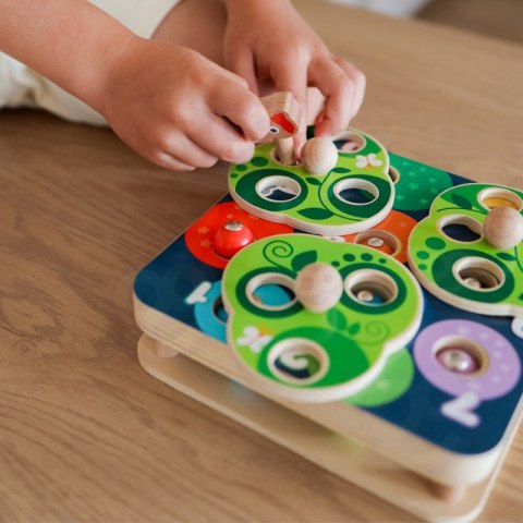 Gra magnetyczna ptak i robaczki Tooky Toy drewniana 2w1 zręcznościowa