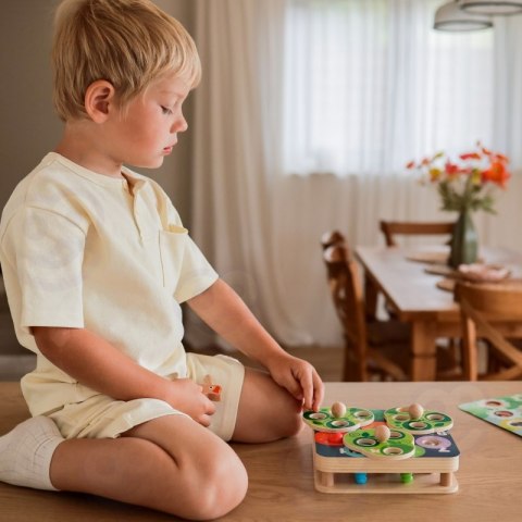 Gra magnetyczna ptak i robaczki Tooky Toy drewniana 2w1 zręcznościowa