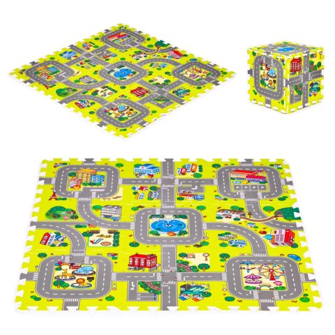 Mata Piankowa Dla Dzieci Puzzle IPLAY 9 Elementów Miasteczko 90,5x90,5 cm