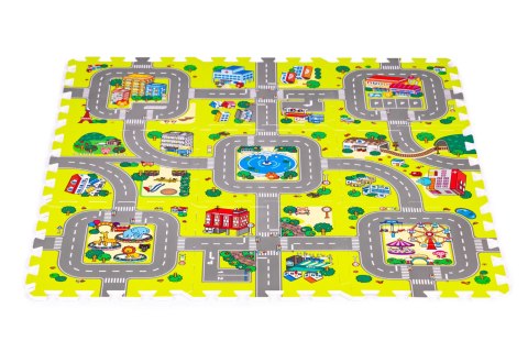 Mata Piankowa Dla Dzieci Puzzle IPLAY 9 Elementów Miasteczko 90,5x90,5 cm