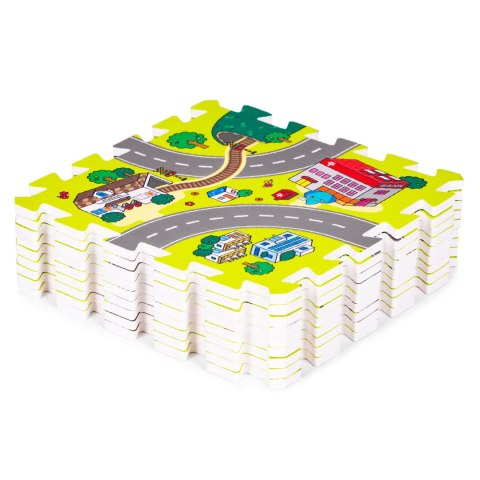 Mata Piankowa Dla Dzieci Puzzle IPLAY 9 Elementów Miasteczko 90,5x90,5 cm