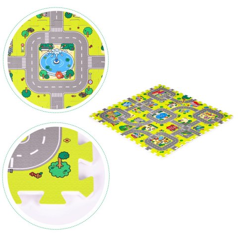 Mata Piankowa Dla Dzieci Puzzle IPLAY 9 Elementów Miasteczko 90,5x90,5 cm