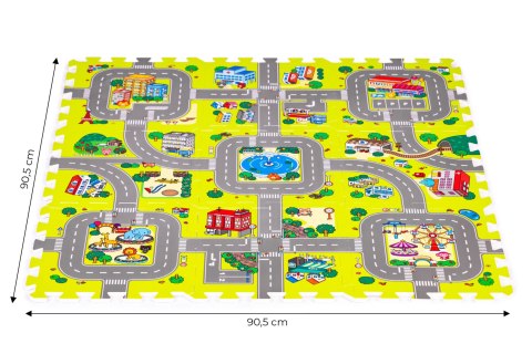 Mata Piankowa Dla Dzieci Puzzle IPLAY 9 Elementów Miasteczko 90,5x90,5 cm