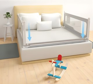 Barierka Ochronna Do Łóżka 180 cm ECOTOYS Regulowana Składana Szara