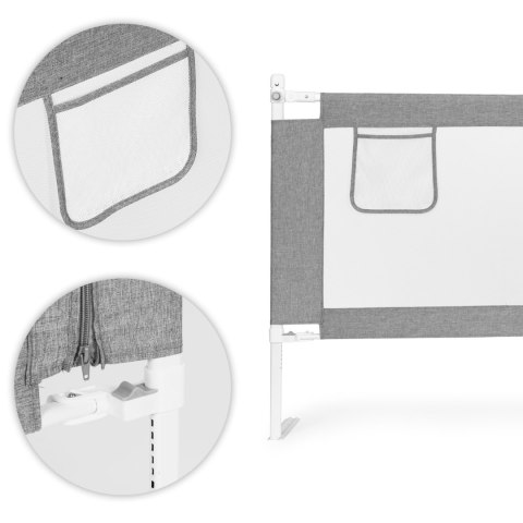 Barierka Ochronna Do Łóżka 180 cm ECOTOYS Regulowana Składana Szara