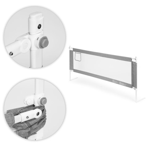 Barierka Ochronna Do Łóżka 180 cm ECOTOYS Regulowana Składana Szara